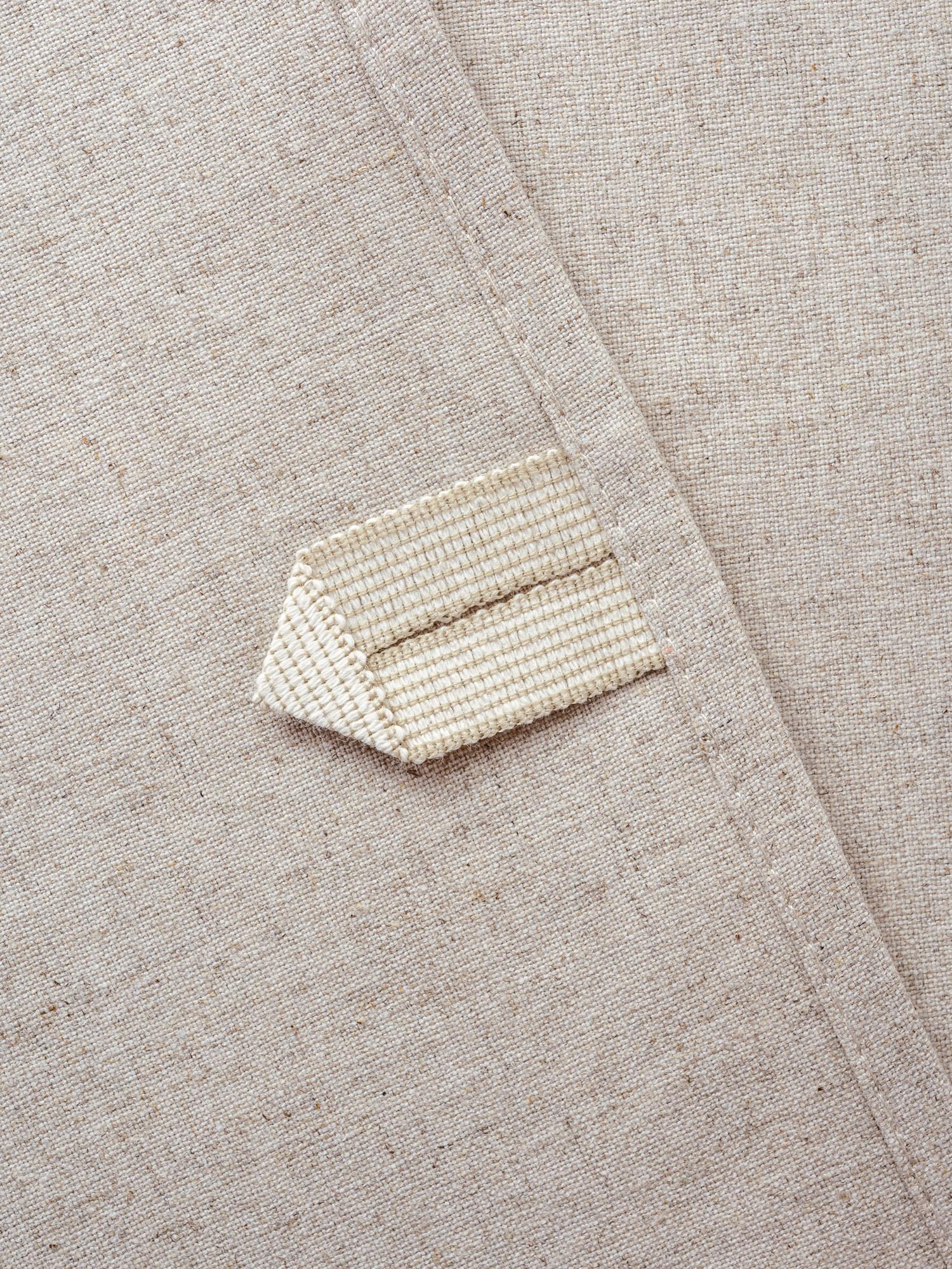 Set of linen patches with minimal geometric embroidery